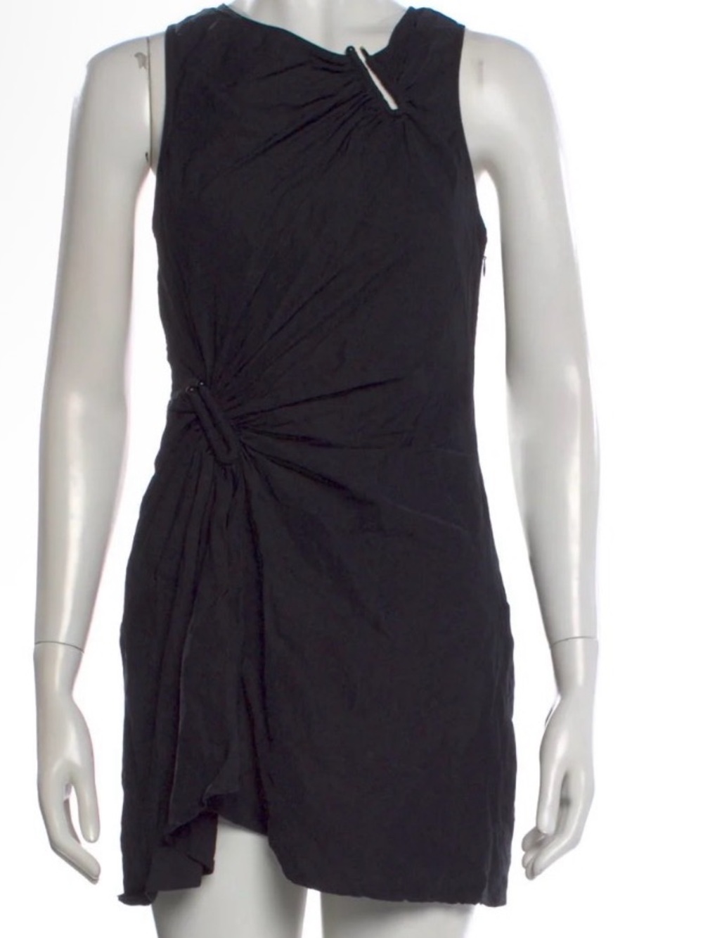 A.L.C. Asymmetrical Mini Dress black draped Ruched Women 6 Linen‎ formal event